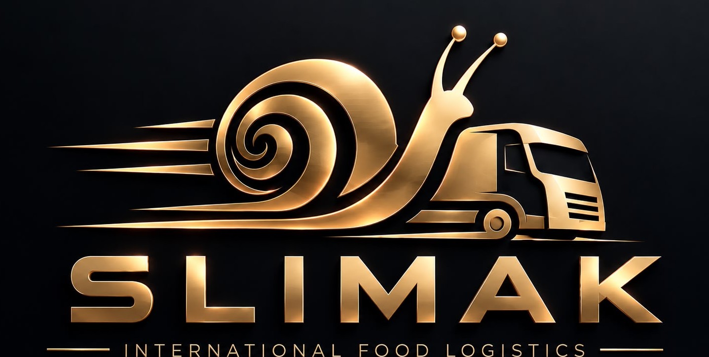 SLIMAK LOGISTICS logo: golden snail and truck